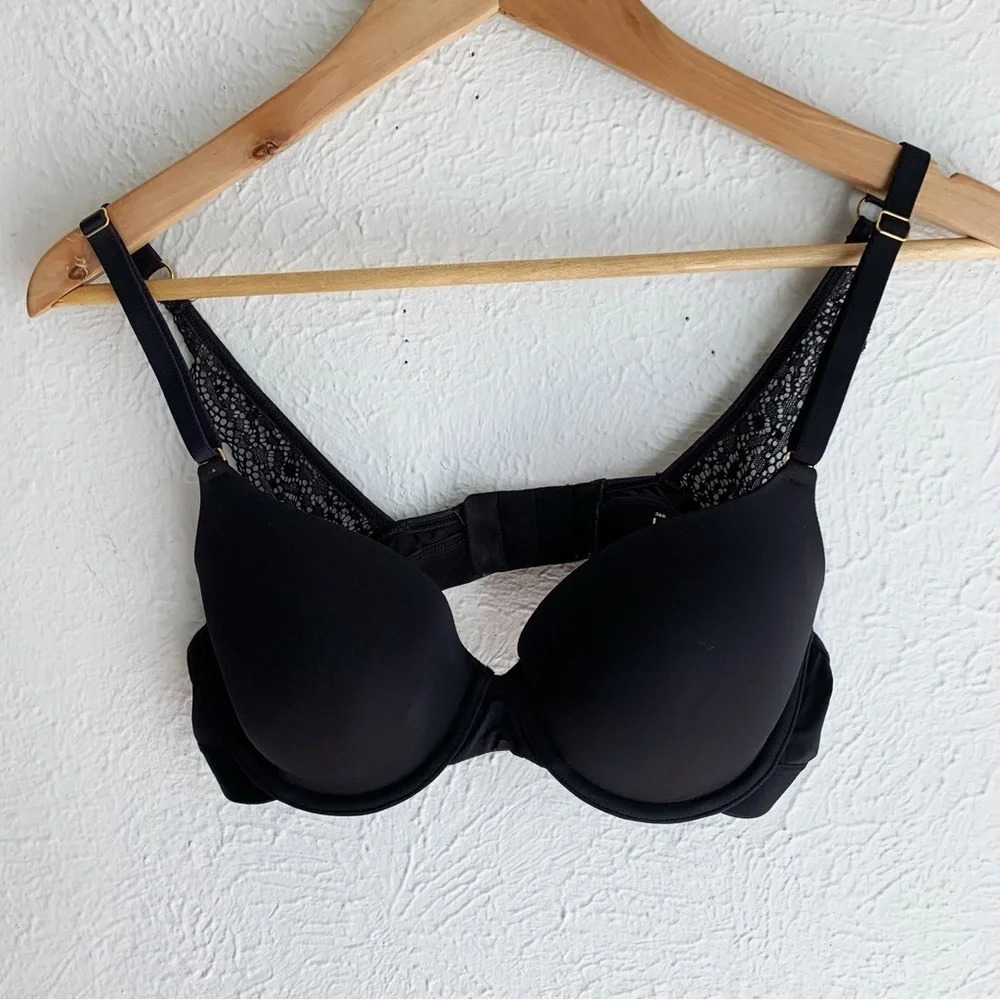 Lively The T-Shirt Bra Lace Back Black Sz 36B